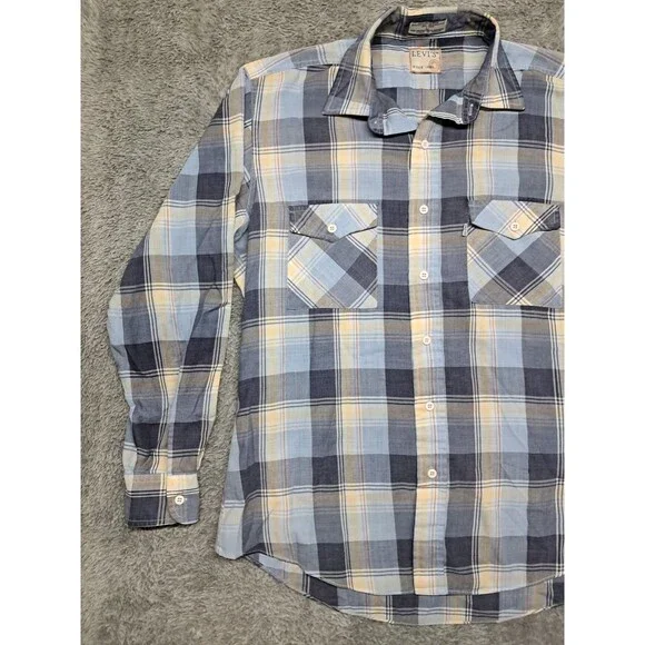 Levi's Shirt Mens Sz Large Dress Button Up Down Long Sleeve Casual Top Vintage - Picture 3 of 7